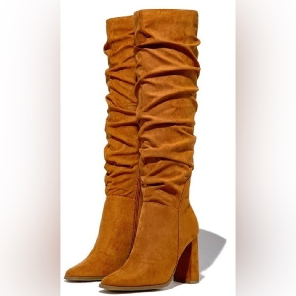Women's Pointed Toe Comfort‎ Boots Block Heel Faux Suede